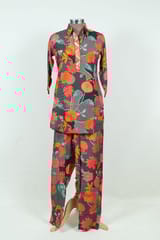Black Colour Print with Embroidered Top with Pant