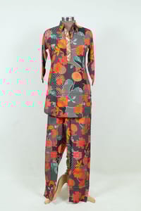 Black Color Print with Embroidered Top with Pant