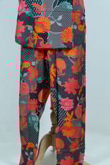 Black Colour Print with Embroidered Top with Pant