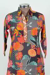 Black Colour Print with Embroidered Top with Pant