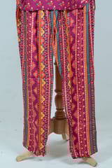 Majenta Colour Printed Muslin Top and Printed Pant