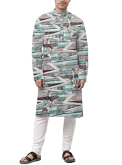 Green With Black Abstract Printed Georgette Fabric