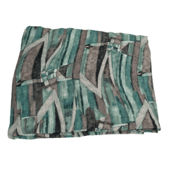 Green With Black Abstract Printed Georgette Fabric