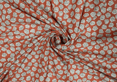 Printed Cotton Cambric Orange White Abstract