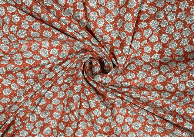 Printed Cotton Cambric Orange White Abstract