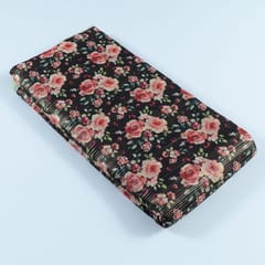 Black Colour Georgette Foil Printed Fabric (50CM Piece)