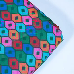 Green Color Cotton Digital Printed Fabric