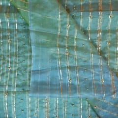 Multi Colour Ombre Organza Embroidered Fabric