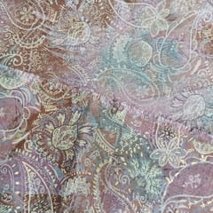 Peach Shades Paisley Printed Muslin Fabric Material