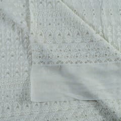 White Colour Dyeable Georgette Embroidered Fabric (1Meter Piece)