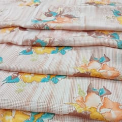 MultiColour Orange Shade Florals Muslin Print Fabric