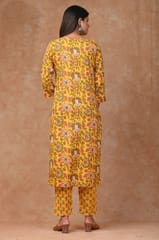 Yellow Colour Cotton Printed Shirt with Cotton Printed Bottom and Chiffon Printed Dupatta