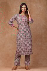 Green Colour Cotton Printed Shirt with Cotton Printed Bottom