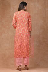 Peach Colour Cotton Printed Shirt with Cotton Printed Bottom