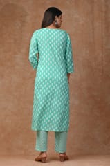 Rama Green Colour Cotton Printed Shirt with Cotton Printed Bottom
