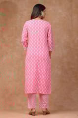 Pink Colour Cotton Printed Shirt with Cotton Printed Bottom
