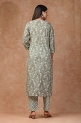 Green Color Cotton Printed Shirt with Cotton Printed Bottom