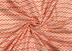 Printed Cotton Cambric White Pink Chevron