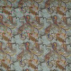 Grey Color Velvet Print with Embroidered Fabric