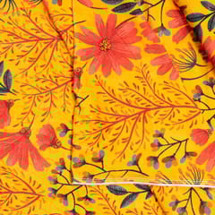 Yellow Colour Velvet Digital Printed Fabric