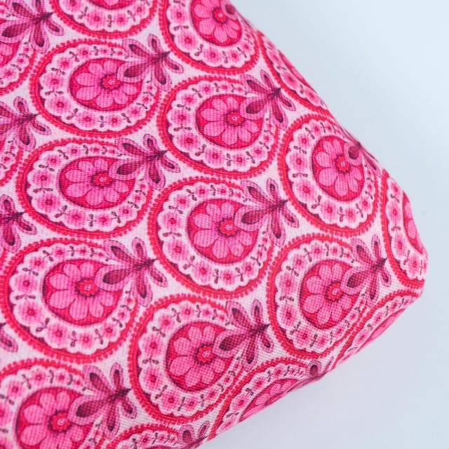 Majenta Colour Pashmina Printed Fabric (1Meter Piece)