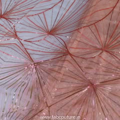 Peach Colour Organza Embroidery
