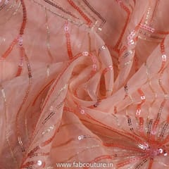 Peach Colour Organza Embroidery