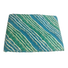 Peacock Green With Blue Stripe Printed Rayon Fabric