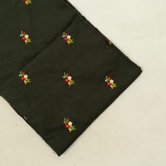 Military Green Colour Corduroy Embroidered Fabric