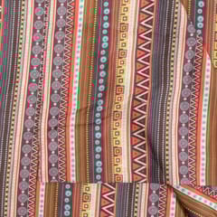 Brown Colour Pashmina Geometric Printed Fabric