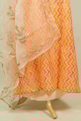 Orange Colour Organza Embroidered Shirt with Bottom and Organza Embroidered Dupatta