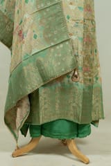 Green Colour Banarasi Silk Print with Embroidered Shirt with Bottom and Printed Banarsi Silk Dupatta