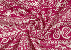 Printed Cotton Cambric Pink White Abstract