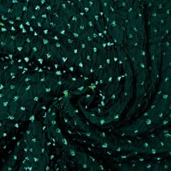Green Colour Modal Satin Bandhani Fabric