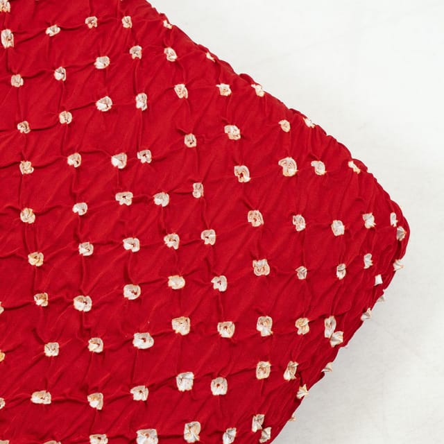 Red Colour Modal Satin Bandhani Fabric