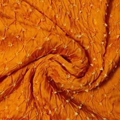 Mango Colour Modal Satin Bandhani Fabric