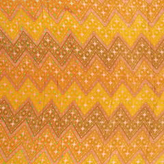 Mustard Colour Jacquard Silk Printed Fabric