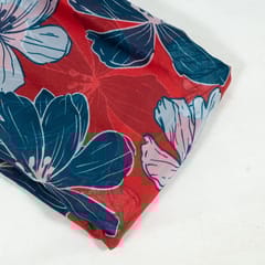 Red Colour Viscose Organza Digital Printed Fabric