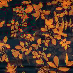 Black Colour Viscose Organza Digital Printed Fabric
