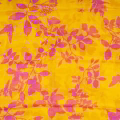 Yellow Color Viscose Organza Digital Printed Fabric