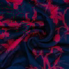 Blue Colour Viscose Organza Digital Printed Fabric