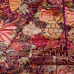 Purple Colour Jacquard Silk Printed Fabric