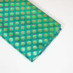Green with Dark Green Colour Silk Shibori Booti Fabic