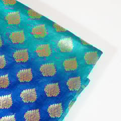 Blue with Firozi Colour Silk Shibori Booti Fabric