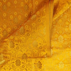 Yellow Colour Satin Brocade Fabric