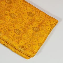 Yellow Colour Satin Brocade Fabric