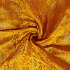 Yellow Colour Satin Brocade Fabric