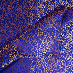 Blue Colour Satin Brocade Fabric