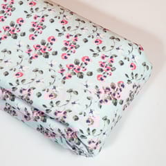 Light Blue Colour Poplin Lycra Printed Fabric