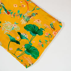 Yellow Colour Viscose Crepe Printed Fabric